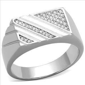 Men's Sterling Silver 925 Pave CZ Ring